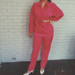 Vintage 1980’s Hot Pink Satin Lounge Set